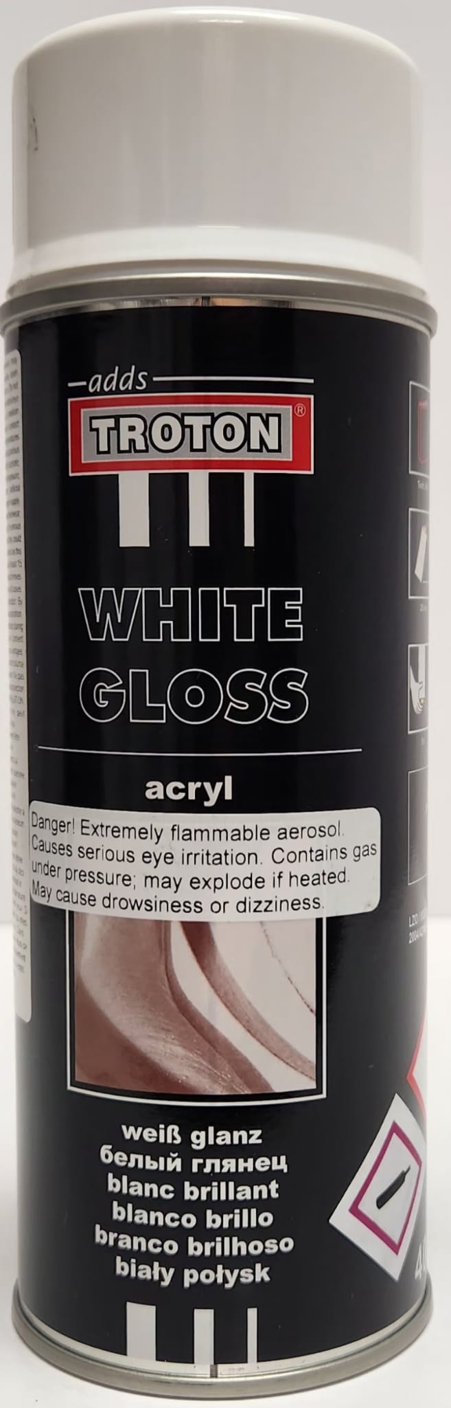White gloss aerosol, 400ml
